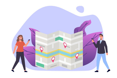 GPS Navigation app, search map concept. Vector illustration.