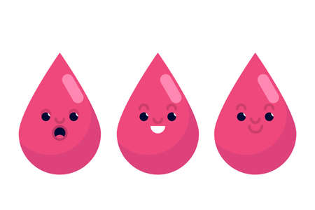 Blood drop character with different emotion.のイラスト素材