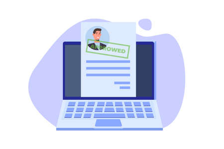 Online CV, Hiring, select resume process concept. Company hr managers hiring a employee online.  Vector illustrationのイラスト素材