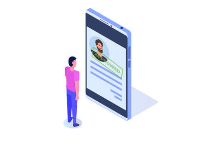 Online CV, Hiring, select resume process concept. Company hr managers hiring a employee online.  Vector illustrationのイラスト素材