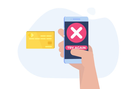 Payment error info message on smartphone. Customer cross marks failure. vector illustration.のイラスト素材