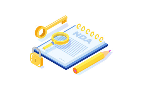 Legal restrictions, non-disclosure agreement contract or NDA icon. Isometric vector illustration.のイラスト素材
