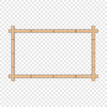 Japanese rustic realistic bamboo frame. Vector illustration isolated.のイラスト素材