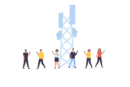 5G network wireless technology small characters concept. vector illustration.