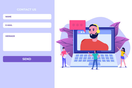 Contact us landing page template. vector illustration.のイラスト素材