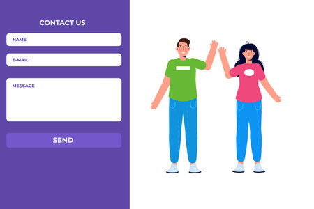 Contact us landing page template. vector illustration.のイラスト素材