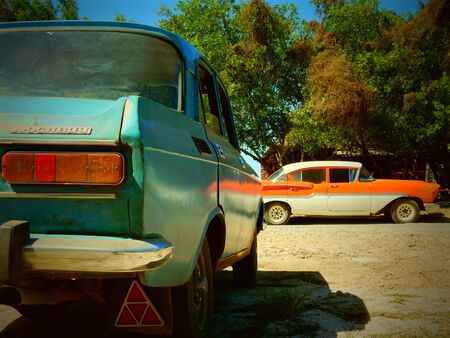 classic cars in Cayo Jutias, Vinales, Cubaのeditorial素材