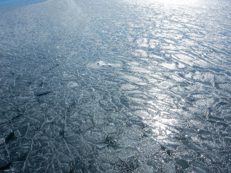 Amager strand in winter with frozen sea, Copenhagen, Denmark