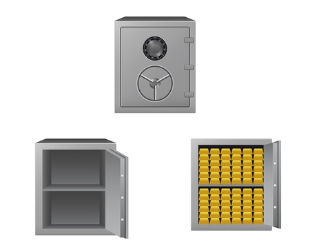 Series of safes with gold barsのイラスト素材