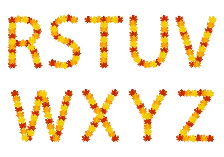 Autumn leaves alphabet lettersのイラスト素材