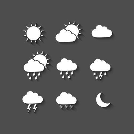 Long shadow style weather iconsのイラスト素材