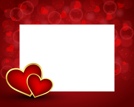 Valentines day background with blank card and two heartsのイラスト素材