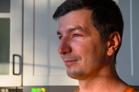 A red swollen eyelid on a man's face in close-up is an allergy to an insect bite. Allergic reaction...