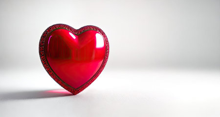 Polygonal metal heart with diamond facets on a white background. Romantic background for Valentine's Day, banner. AI generatedの素材