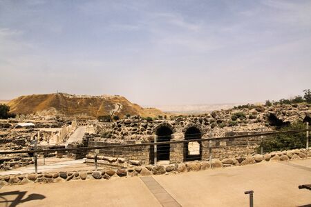 A view of the Roman Fort at Beit Shean in Israelの写真素材