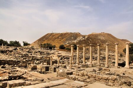 A view of the Roman Fort at Beit Shean in Israelの写真素材