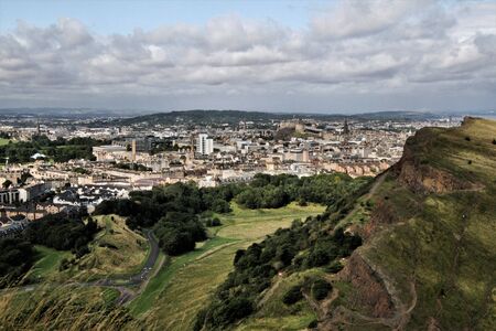 A view of Edinburgh from Arthurs Seatの写真素材