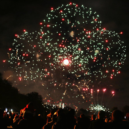 A view of a Firework display at Battersea Park in London