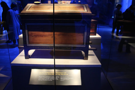 A view of a relic at the Tutankhamun exhibition in Londo in March 2020のeditorial素材