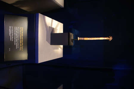 A view of a relic at the Tutankhamun exhibition in Londo in March 2020のeditorial素材