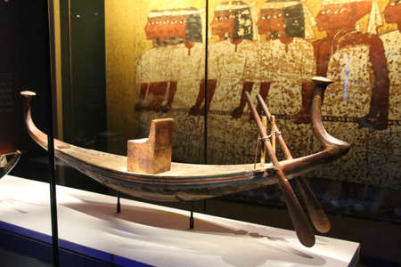 A view of a relic at the Tutankhamun exhibition in Londo in March 2020のeditorial素材