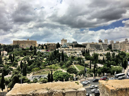 A panoramic view of Jerusalem in Israelの写真素材