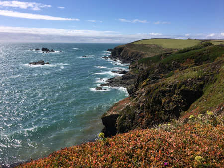 A view of the Cornwall coastline at Lizard Pointの写真素材