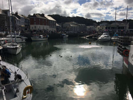A view of the Harbour at Padstow in Cornwall showing all the boatsのeditorial素材