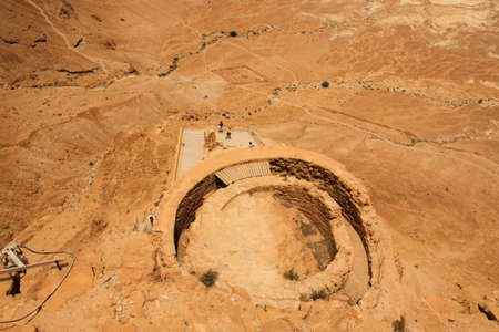 A view of the old Israeli Fortress of Masadaの写真素材