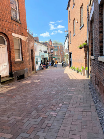 Nantwich in Cheshire in April 2021. A view of a Shopのeditorial素材
