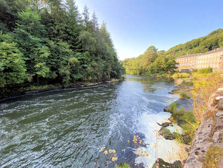 A view of the Scottish Countryside at the Falls of Clyde by Lanarkの写真素材