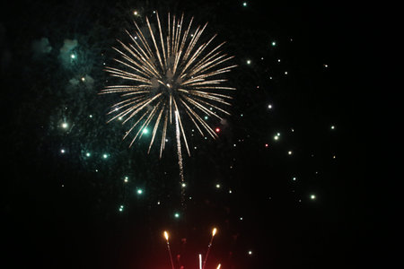 A view of a Fireworks Demonstration at Blackpool Pleasure Beach