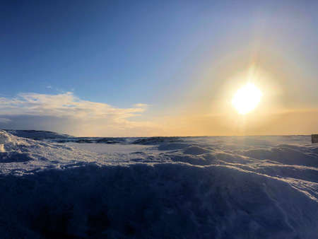 A view of Iceland Scenery in the snowの写真素材