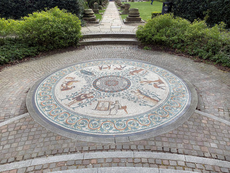 Detail of the mosaic in a public park.の写真素材