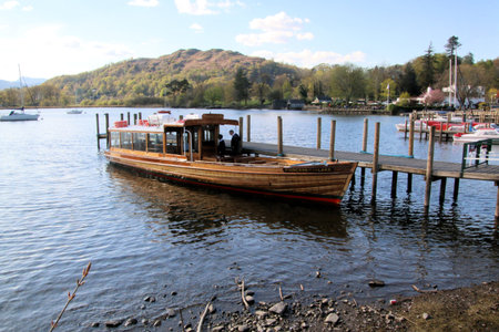 Ambleside in the Lake District in the UK in April 2022. A view of Lake Windermere at Amblesideのeditorial素材