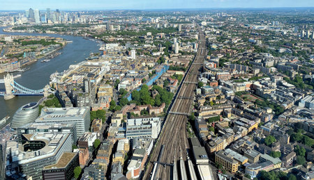 An aerial view of London in the afternoon