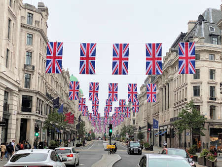 London in the UK in June 2022. A view of Regent Street during the Platinum Jubilee celebrationのeditorial素材