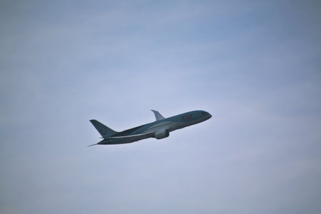 Manchester in the UK in October 2022. A plane taking off from Manchester Airportのeditorial素材