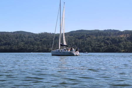 The Lake District in the UK in August 2022. A view of Lake Windermere