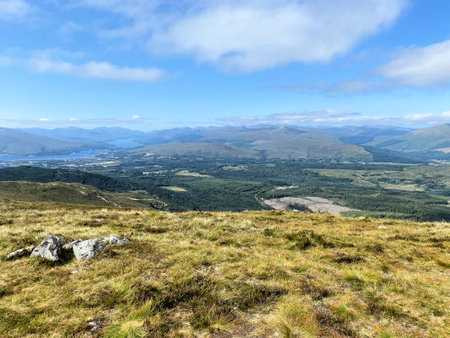 A view from the top of a mountain in Scotland near Fort Williamの写真素材