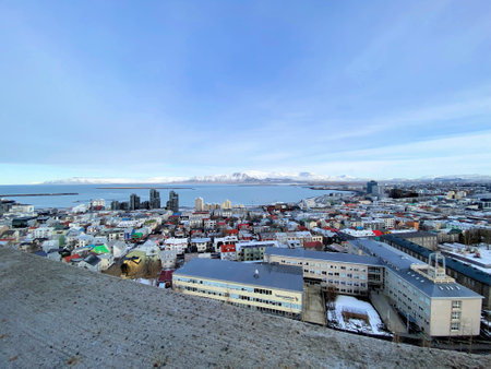 Cityscape of Reykjavik, capital of Iceland in winterの写真素材