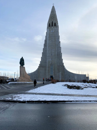 The Hallgrimskirkja in Reykjavik, Icelandのeditorial素材