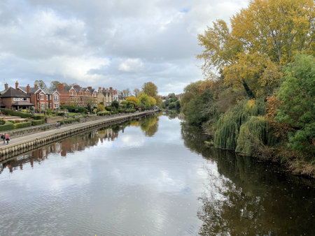 View of the River Severn at Shrewsburyの写真素材
