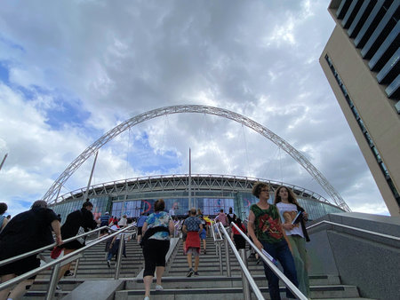 A view of Wembley at the final of the Women's European Cup in July 2022.のeditorial素材