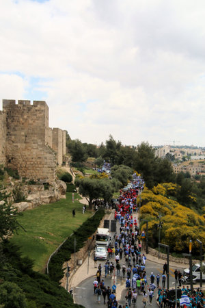 View of the city circa May 2019 in Jerusalem.のeditorial素材