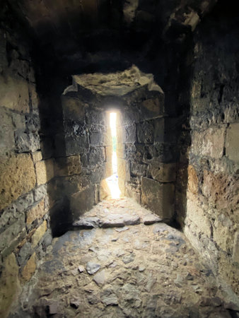 A view of an Archers slit in Caernarfon Castleのeditorial素材