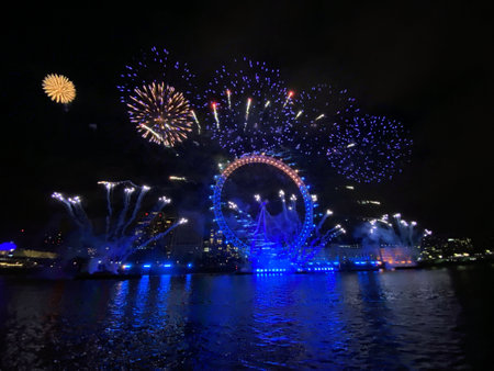 A view of the London 2024 New Years eve Fireworks celebrationのeditorial素材