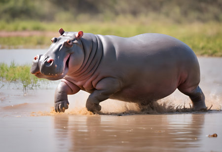 Hippo in Chobe National Park, Botswana, Africaの素材