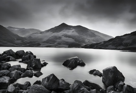 Mountain landscape in Snowdonia National Park, Wales, UKの素材