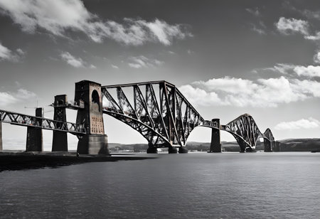 A view of the Forth Rail Bridge in Edinburgh, Scotland, UK.の素材